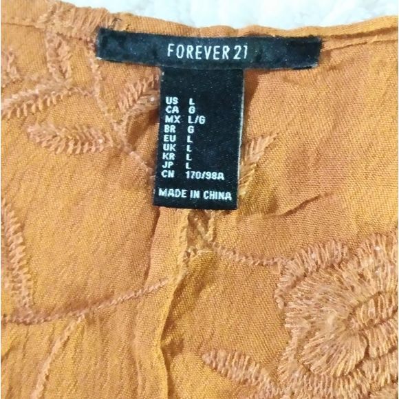 Forever 21 Floral Embroided Kamoto Dress Jacket Size Large Color Brown Mustard - Picture 3 of 4